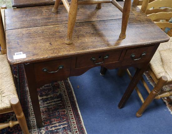 A late 18th century oak lowboy, W.85cm